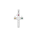 Sterling Silver Rh-plt Crystal Family Cross Pendant