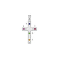 Sterling Silver Rh-plt Crystal Family Cross Pendant