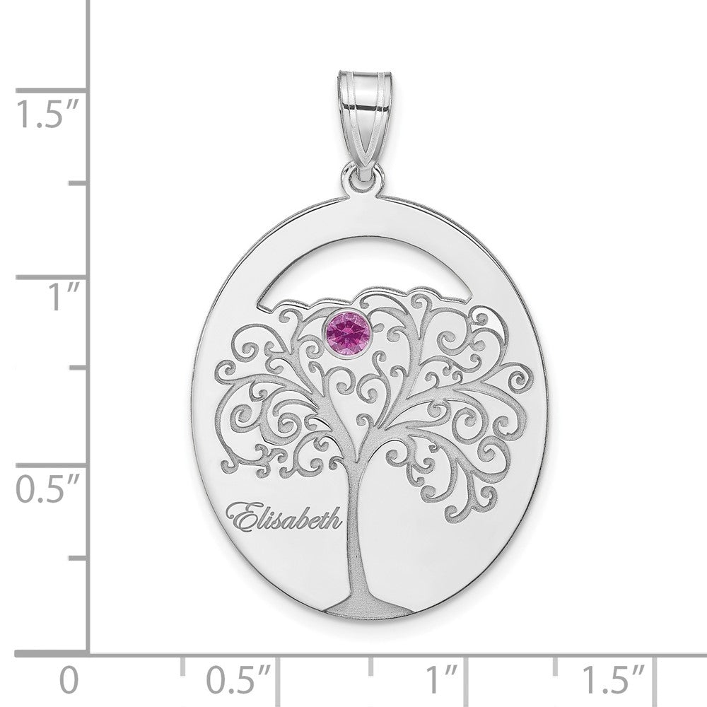 SSilver/Rhod-plated 1 Birthstone w/SSilver Bezel Family Pendant