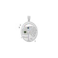 Sterling Silver/Rhod-plated 2 Birthstone w/ 14k Bezel Family Pendant