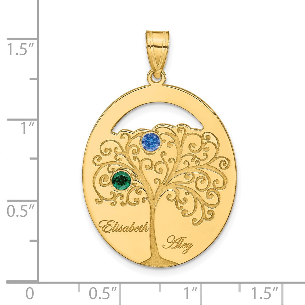 SSilver/Gold-plated 2 Birthstone w/SSilver Bezel Family Pendant