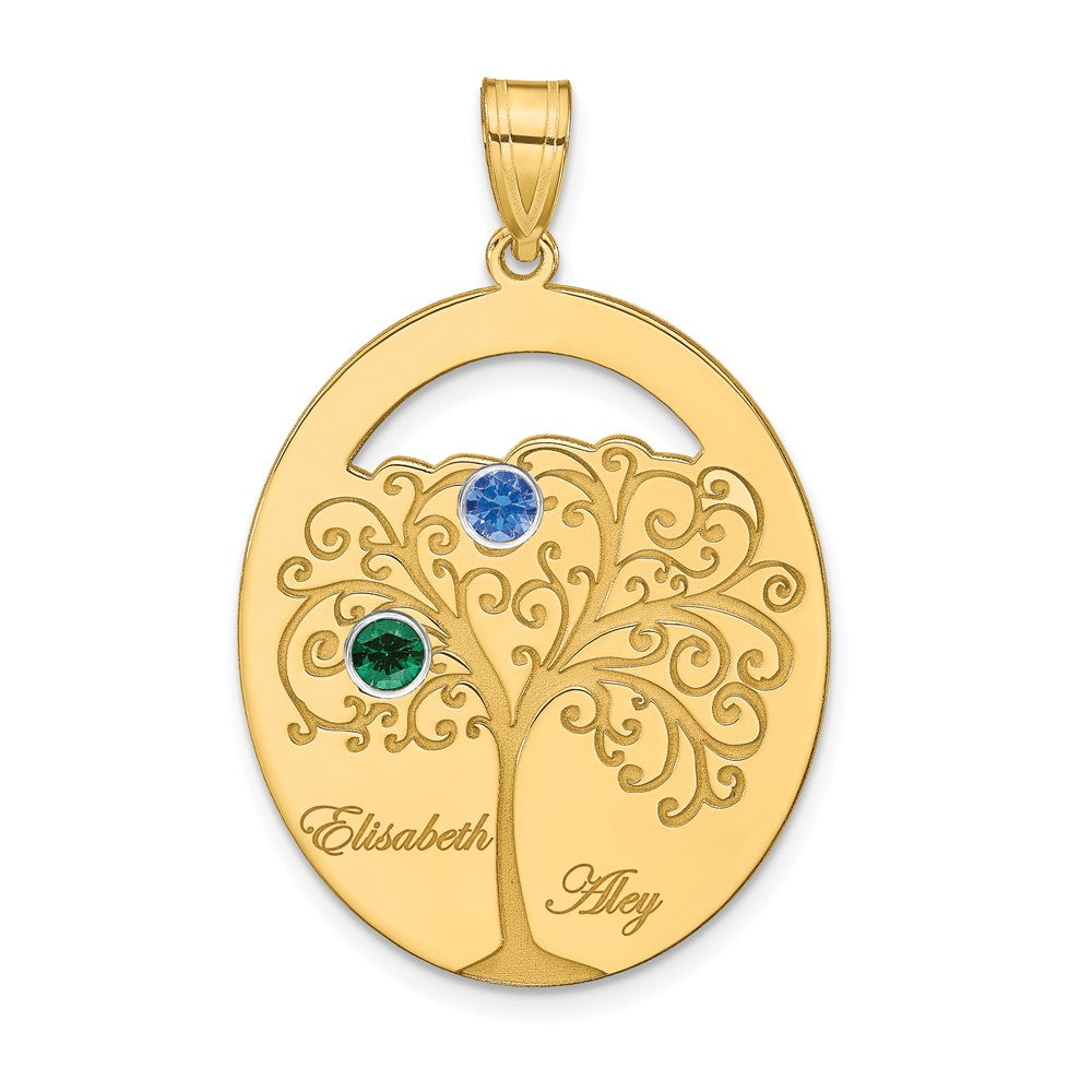 SSilver/Gold-plated 2 Birthstone w/SSilver Bezel Family Pendant