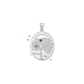 SSilver/Rhod-plated 2 Birthstone w/SSilver Bezel Family Pendant