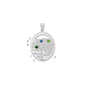 Sterling Silver/Rhod-plated 3 Birthstone w/ 14k Bezel Family Pendant