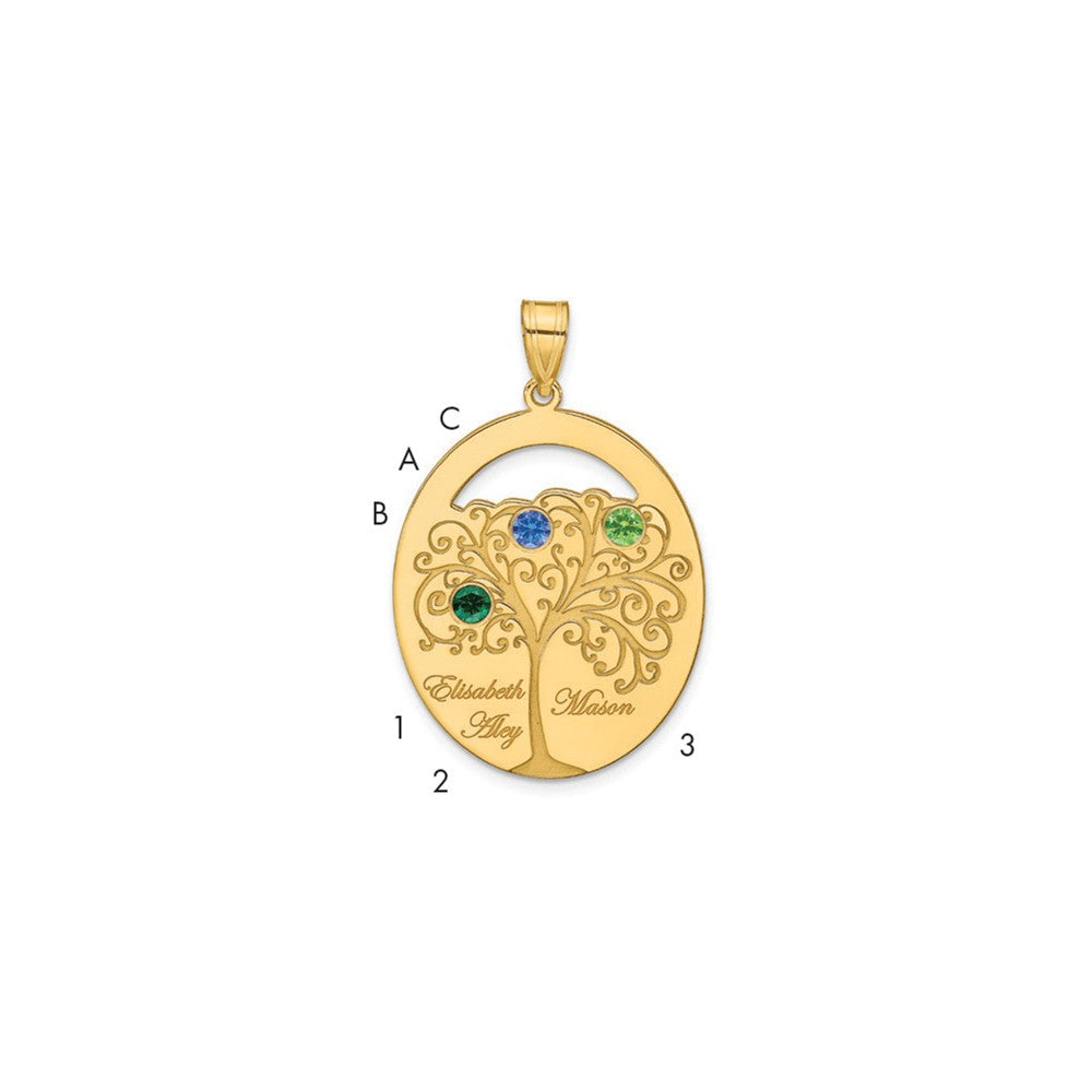 SSilver/Gold-plated 3 Birthstone w/SSilver Bezel Family Pendant