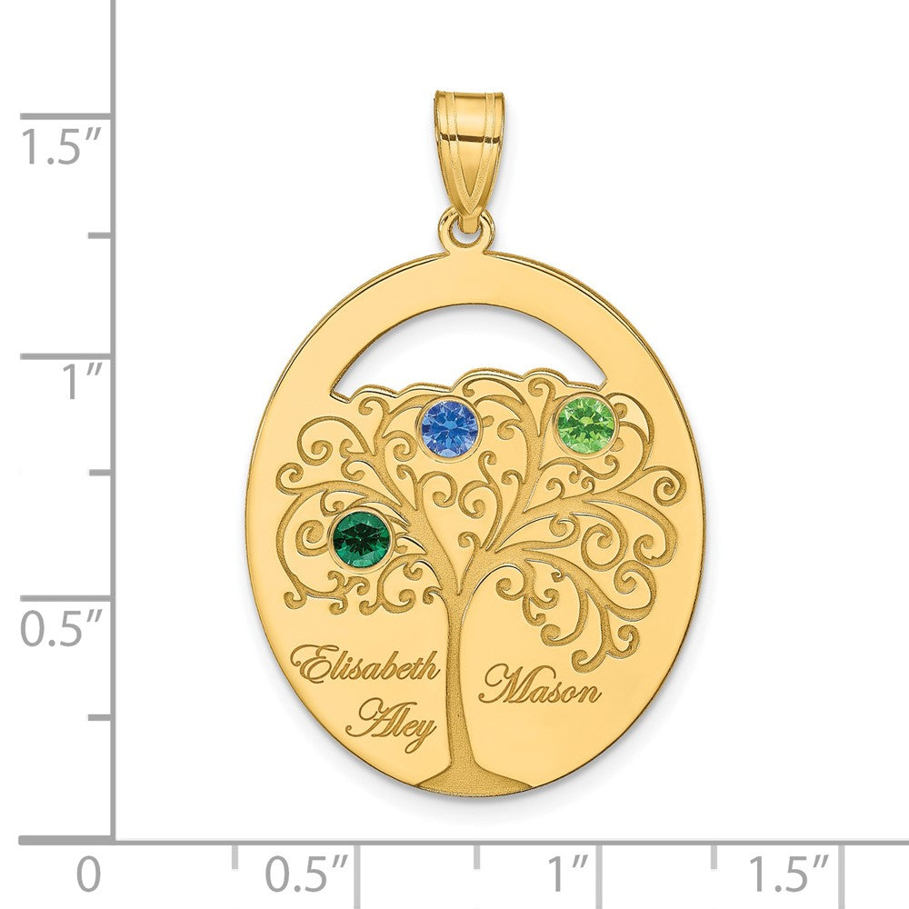 SSilver/Gold-plated 3 Birthstone w/SSilver Bezel Family Pendant