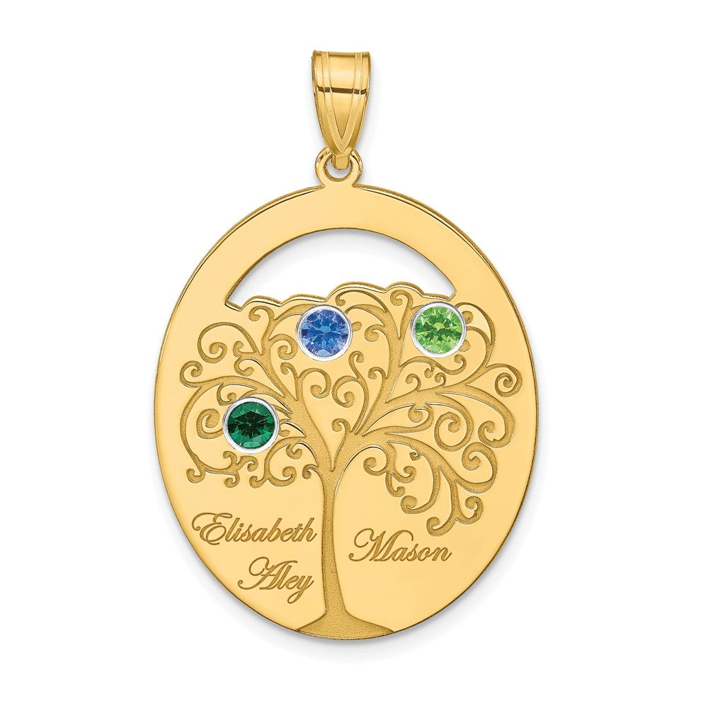 SSilver/Gold-plated 3 Birthstone w/SSilver Bezel Family Pendant