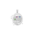 SSilver/Rhod-plated 3 Birthstone w/SSilver Bezel Family Pendant