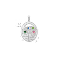 Sterling Silver/Rhod-plated 4 Birthstone w/ 14k Bezel Family Pendant