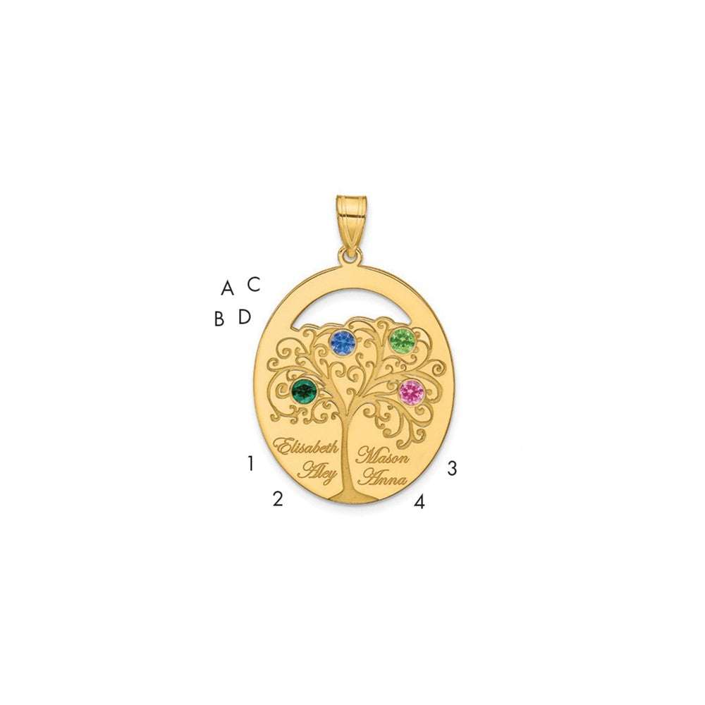 SSilver/Gold-plated 4 Birthstone w/SSilver Bezel Family Pendant