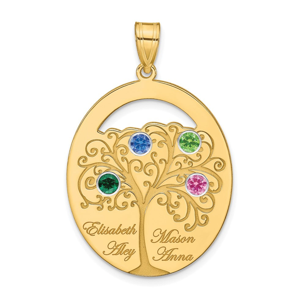 SSilver/Gold-plated 4 Birthstone w/SSilver Bezel Family Pendant