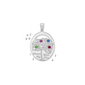 SSilver/Rhod-plated 4 Birthstone w/SSilver Bezel Family Pendant