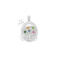 Sterling Silver/Rhod-plated 5 Birthstone w/ 14k Bezel Family Pendant