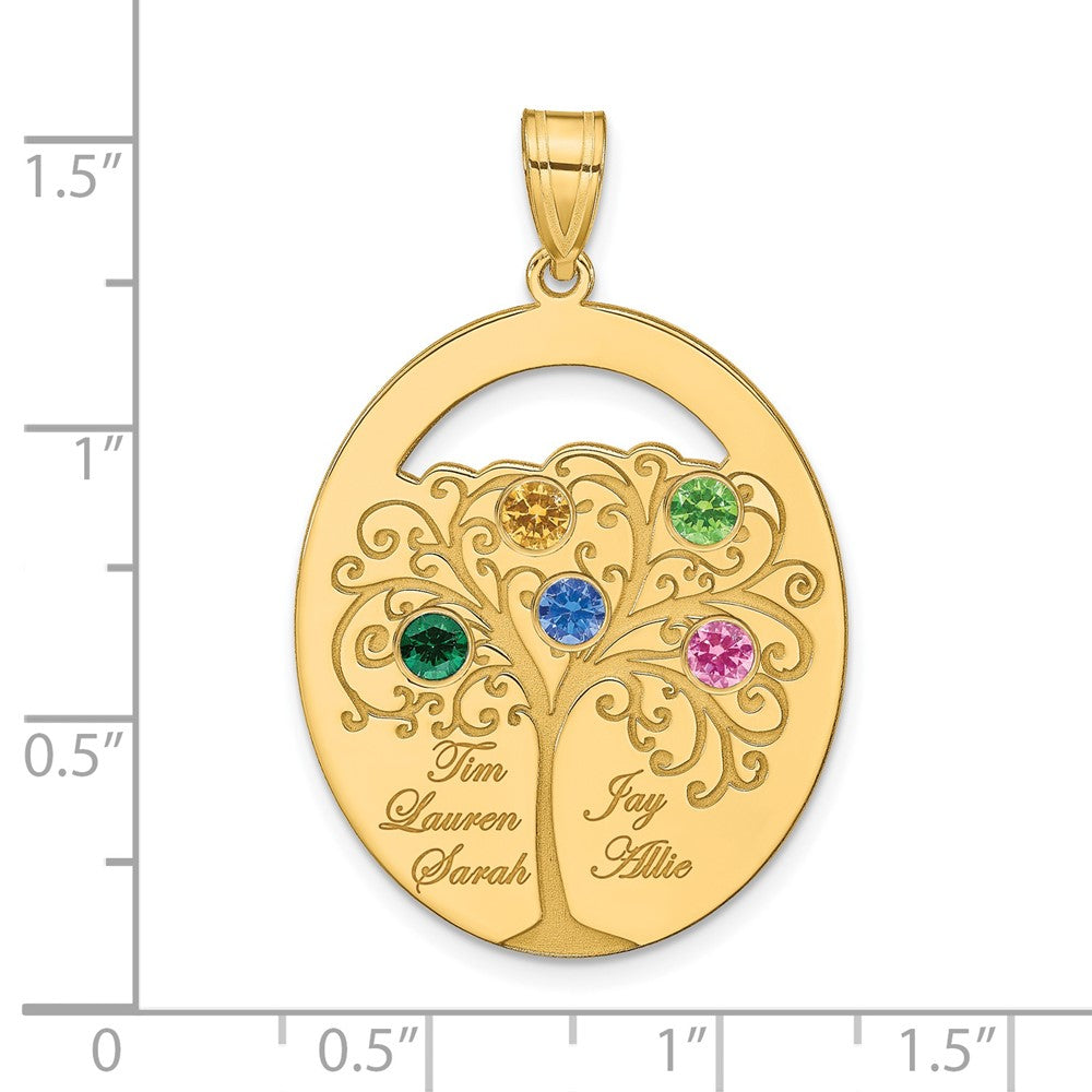 SSilver/Gold-plated 5 Birthstone w/SSilver Bezel Family Pendant