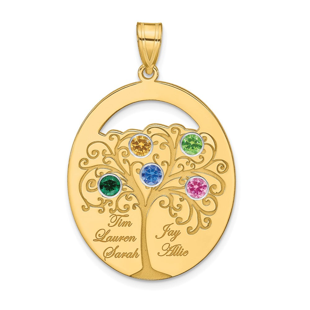 SSilver/Gold-plated 5 Birthstone w/SSilver Bezel Family Pendant