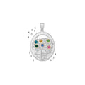Sterling Silver/Rhod-plated 6 Birthstone w/ 14k Bezel Family Pendant