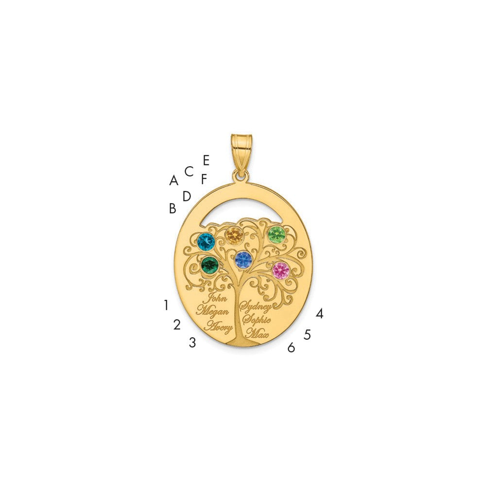SSilver/Gold-plated 6 Birthstone w SSilver Bezel Family Pendant