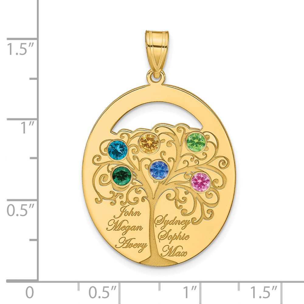 SSilver/Gold-plated 6 Birthstone w SSilver Bezel Family Pendant