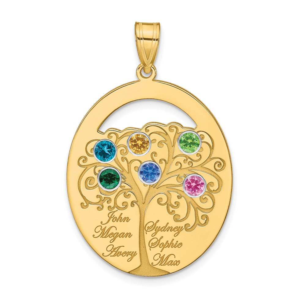 SSilver/Gold-plated 6 Birthstone w SSilver Bezel Family Pendant