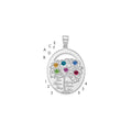 SSilver/Rhod-plated 6 Birthstone w/SSilver Bezel Family Pendant