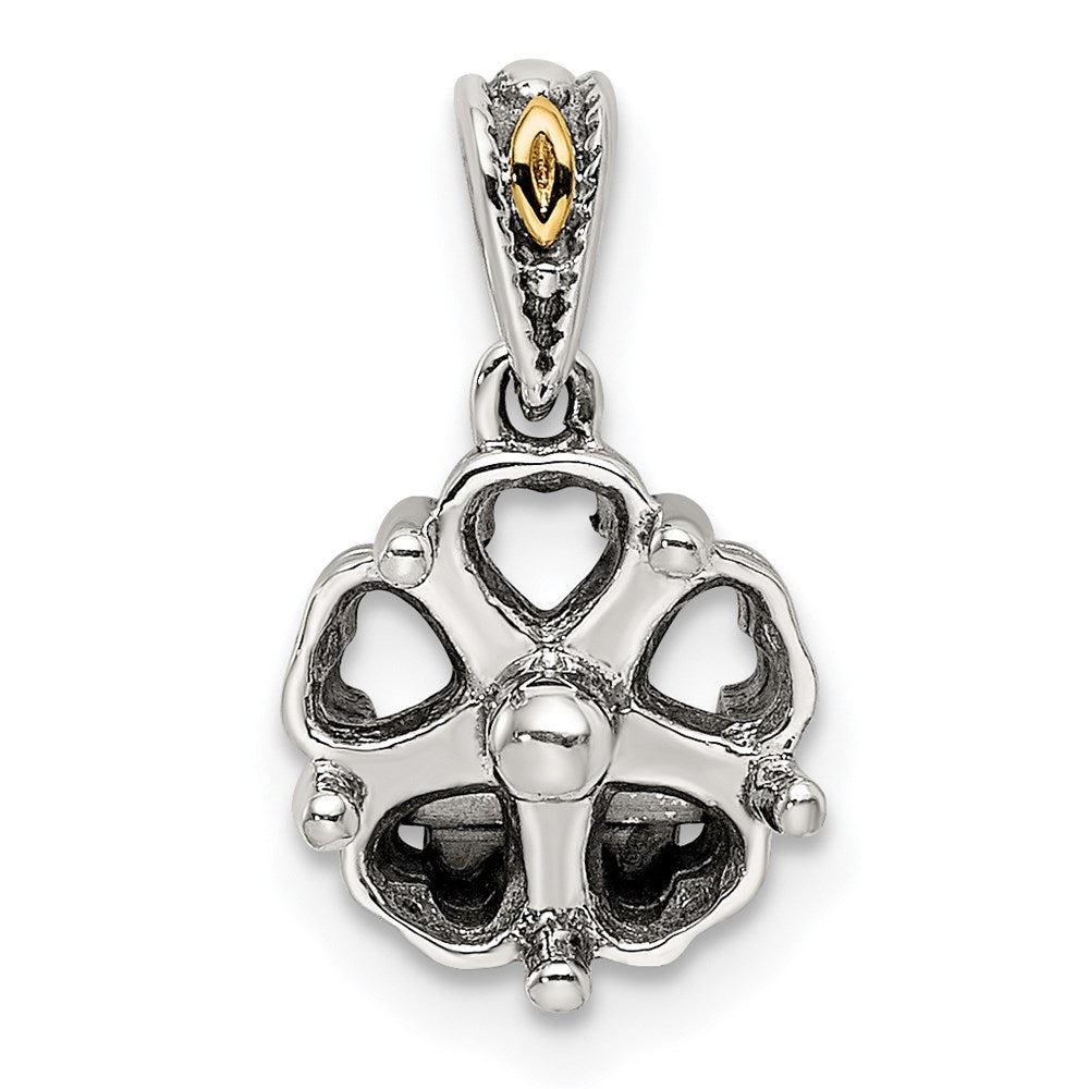 Sterling Silver Antiqued w/14k 5-stone Mother's Pendant Mounting