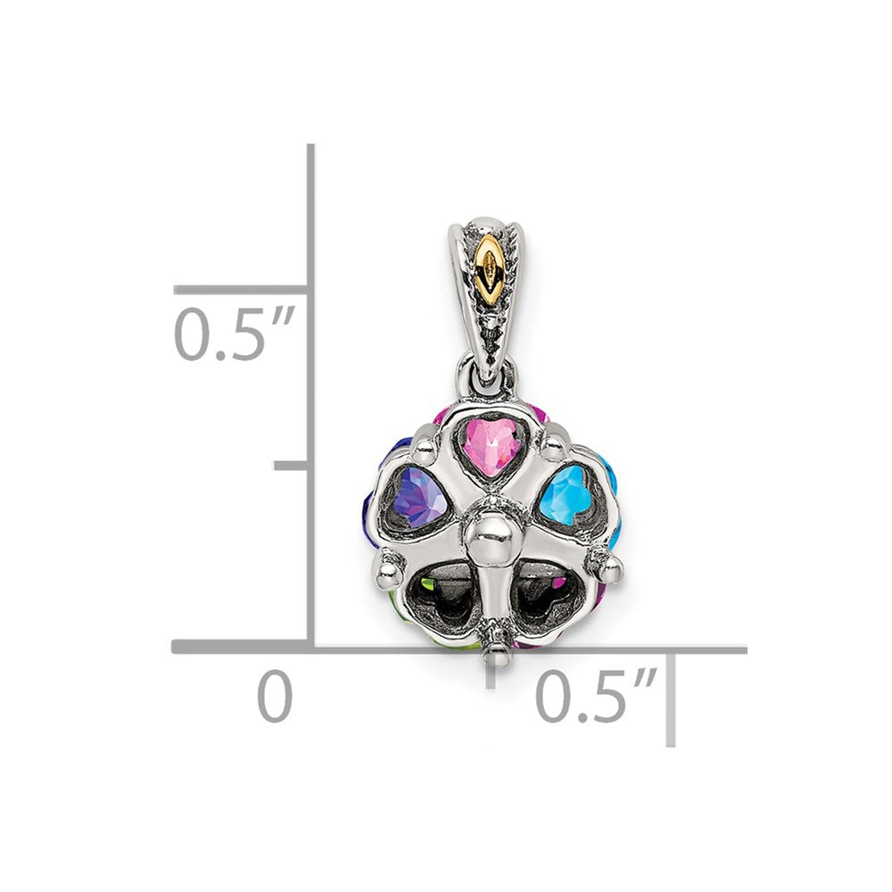 Sterling Silver Antiqued w/14k 5-stone Mother's Pendant Mounting