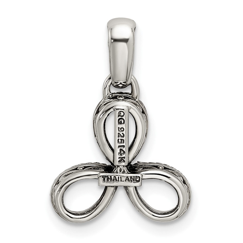 Sterling Silver Antiqued w/14k 3-stone w/Diamond Mothers Pendant Semi-Mount