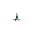 Sterling Silver Antiqued w/14k 3-stone w/Diamond Mother's Pendant