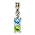 Sterling Silver Antiqued w/14k 2-stone w/Diamond Mothers Pendant Semi-Mount