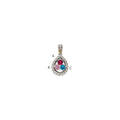 Sterling Silver Antiqued w/14k 3-stone w/Diamond Mother's Pendant