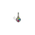 Sterling Silver Antiqued w/14k 4-stone w/Diamond Mother's Pendant