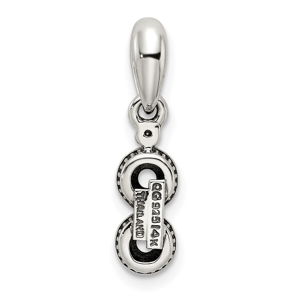 Sterling Silver Antiqued w/14k 2-stone w/Diamond Mothers Pendant Semi-Mount