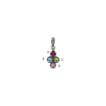 Sterling Silver Antiqued w/14k 4-stone w/Diamond Mothers Pendant Semi-Mount