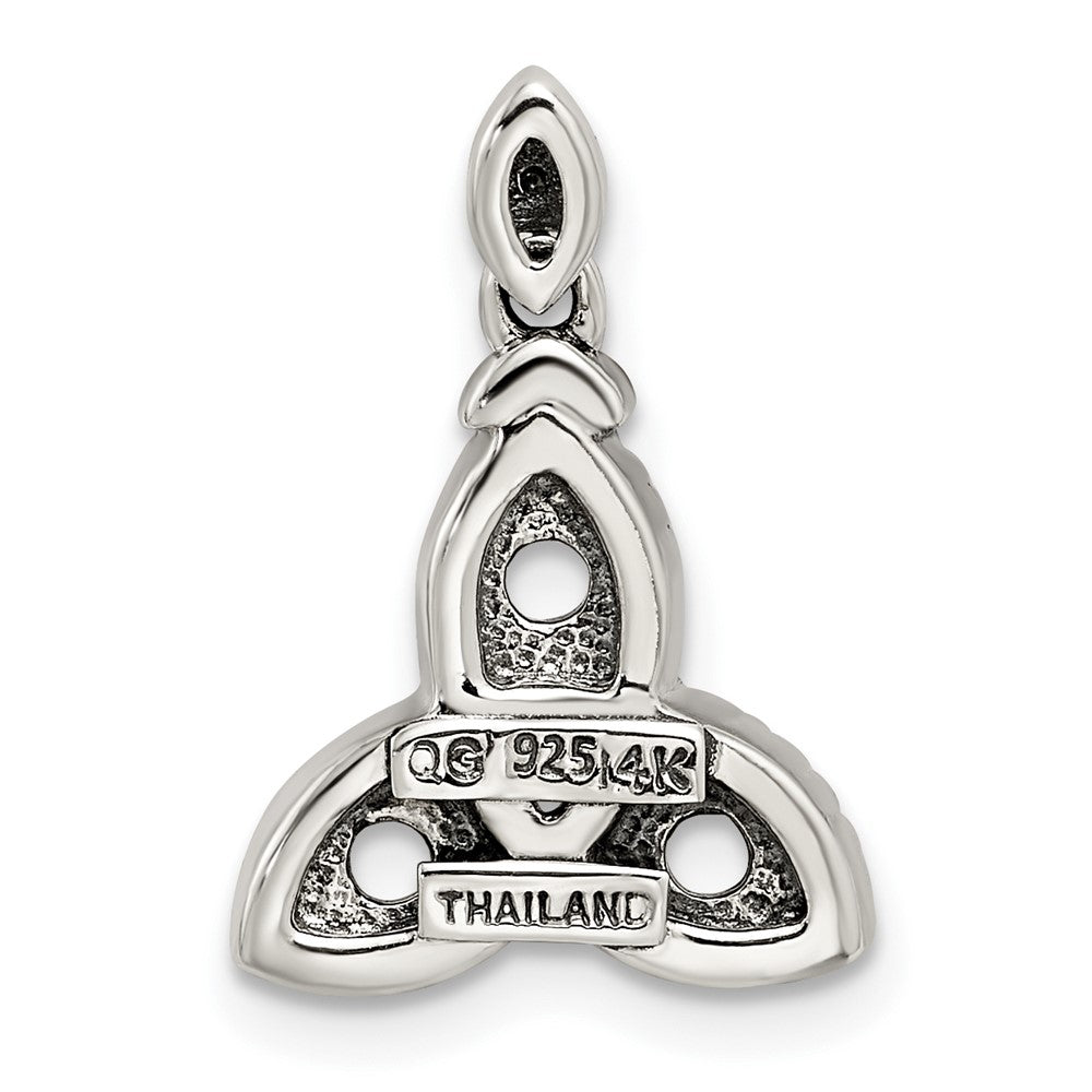 Sterling Silver Antiqued w/14k 3-stone w/Diamond Mothers Pendant Semi-Mount