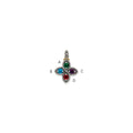 Sterling Silver Antiqued w/14k 4-stone w/Diamond Mother's Pendant