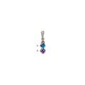 Sterling Silver Antiqued w/14k 2-stone w/Diamond Mothers Pendant Semi-Mount
