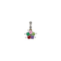 Sterling Silver Antiqued w/14k 5-stone w/Diamond Mothers Pendant Semi-Mount