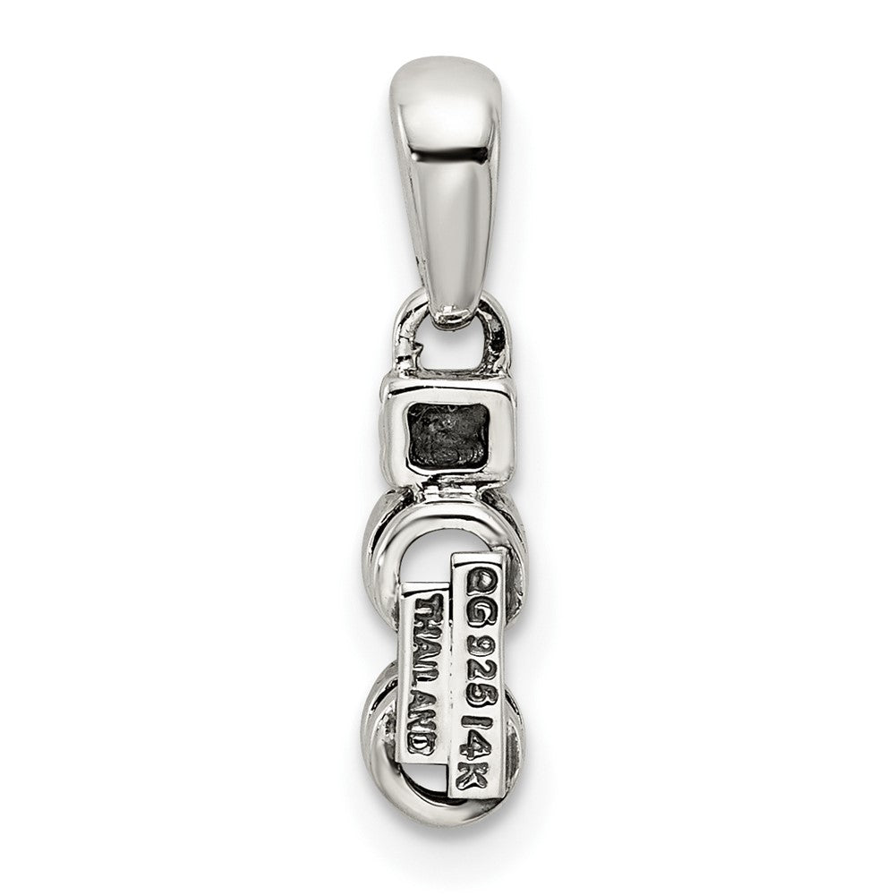 Sterling Silver Antiqued w/14k 2-stone w/Diamond Mothers Pendant Semi-Mount