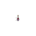 Sterling Silver Antiqued w/14k 2-stone w/Diamond Mother's Pendant