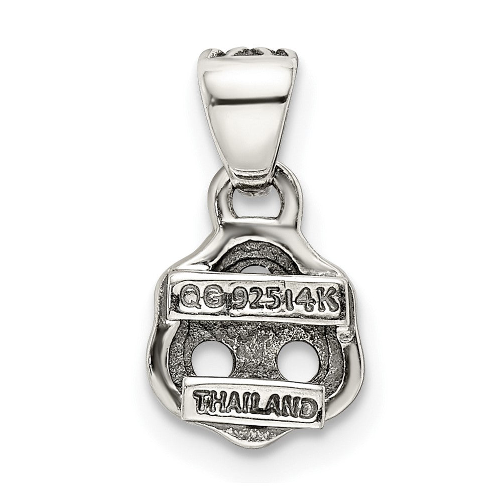 Sterling Silver Antiqued w/14k 3-stone w/Diamond Mother's Pendant