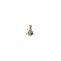 Sterling Silver Antiqued w/14k 3-stone w/Diamond Mother's Pendant