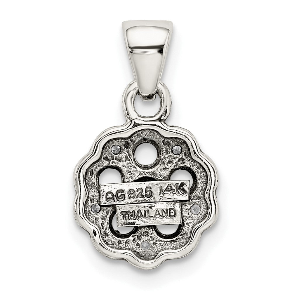 Sterling Silver Antiqued w/14k 5-stone w/Diamond Mothers Pendant Semi-Mount