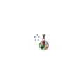 Sterling Silver Antiqued w/14k 5-stone w/Diamond Mother's Pendant