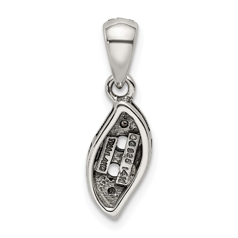 Sterling Silver Antiqued w/14k 2-stone w/Diamond Mother's Pendant