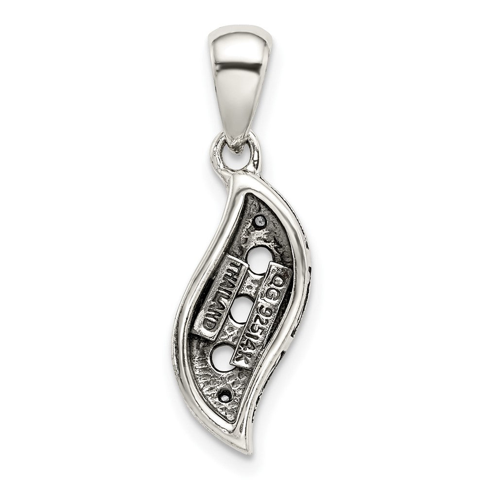 Sterling Silver Antiqued w/14k 3-stone w/Diamond Mothers Pendant Semi-Mount