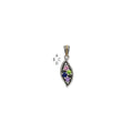 Sterling Silver Antiqued w/14k 4-stone w/Diamond Mother's Pendant