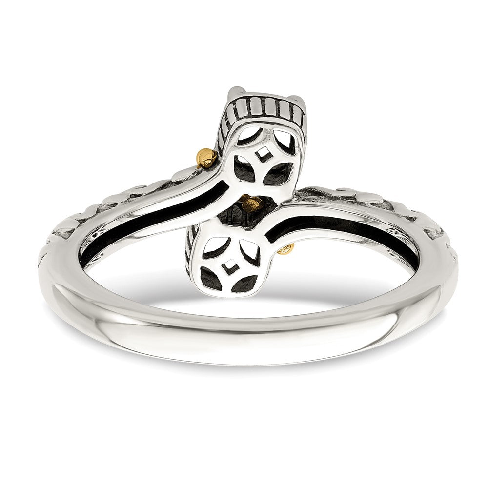Sterling Silver Antiqued w/14k 2-stone Mother's Ring Mounting