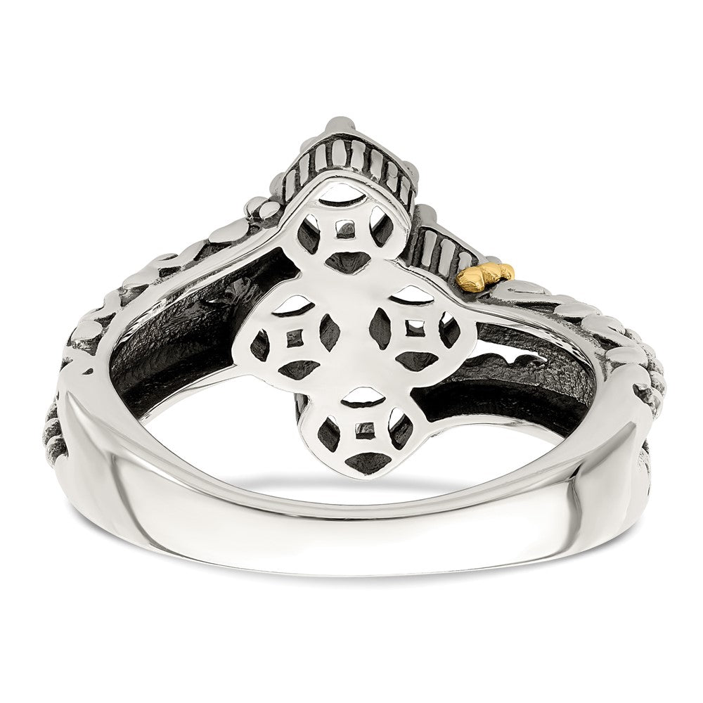 Sterling Silver Antiqued w/14k 4-stone Mother's Ring