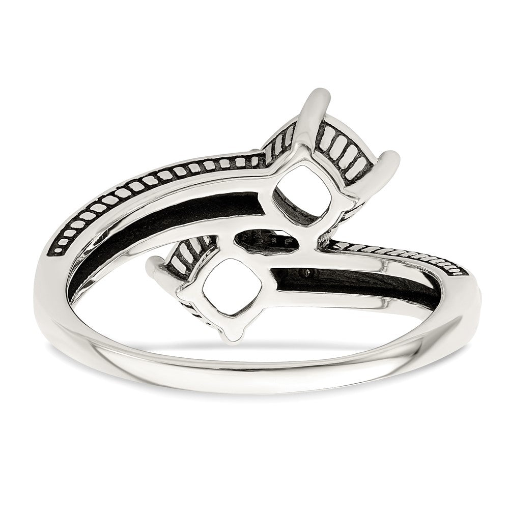 Sterling Silver Antiqued w/14k 2-stone Mother's Ring Mounting