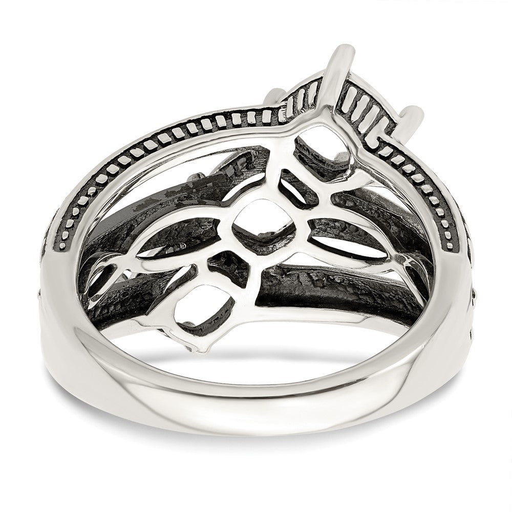 Sterling Silver Antiqued w/14k 3-stone Mother's Ring Mounting